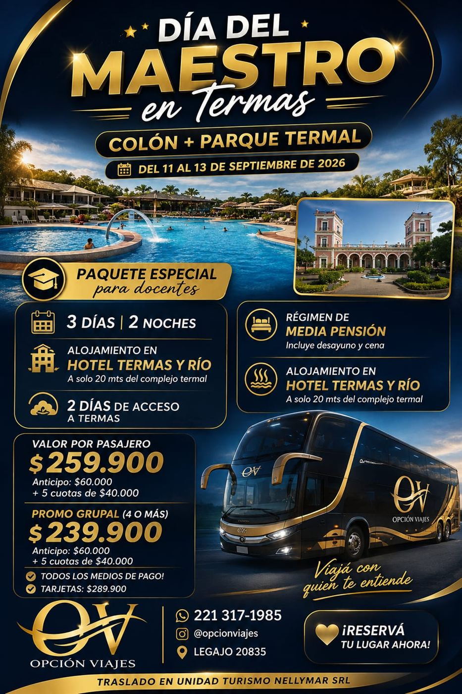 Promoción Día del Maestro en Termas, Colón y Parque Termal