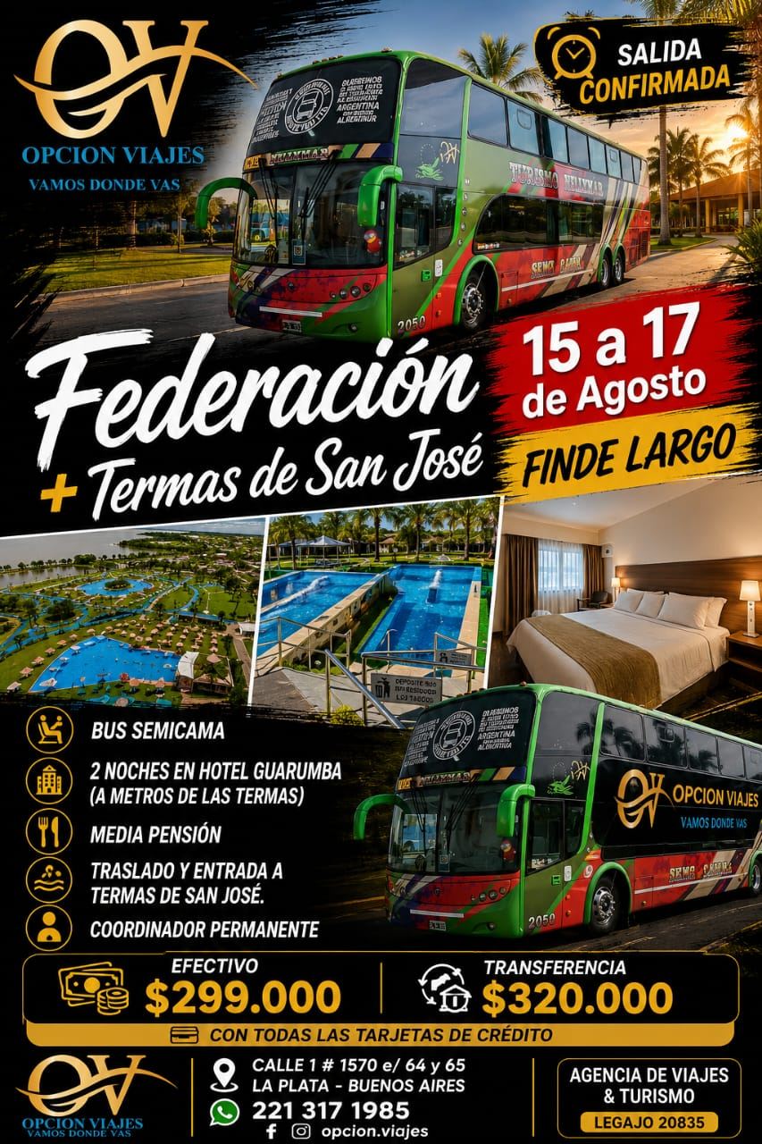 Promoción Federación y Termas de San José, finde largo
